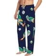 thumbnail image 2 of Uemuo Astronaut Dinosaur and Space Pattern Men's Wide Leg Palazzo Lounge Pants with Pockets Light Weight Loose Comfy Casual Pajama Pants-Medium, 2 of 9