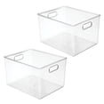 thumbnail image 7 of mDesign Large Plastic Garage Storage Organizer Bin with Handles, 2 Pack, Clear, 7 of 7