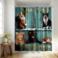 thumbnail image 4 of TIELUTT A Witty and Humorous Bathroom Curtain Shutter Glasses Shower Curtain with Window Curtain Wrap around Shower Curtain Striped Shower Curtain with Liner Clear Shower Curtain Liners 84 Inches Lon, 4 of 5
