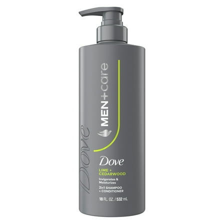 Dove Men Care 2-in-1 Shampoo and Conditioner Lime & Cedar with Invigorating & Moisturizing Results, 18 fl oz