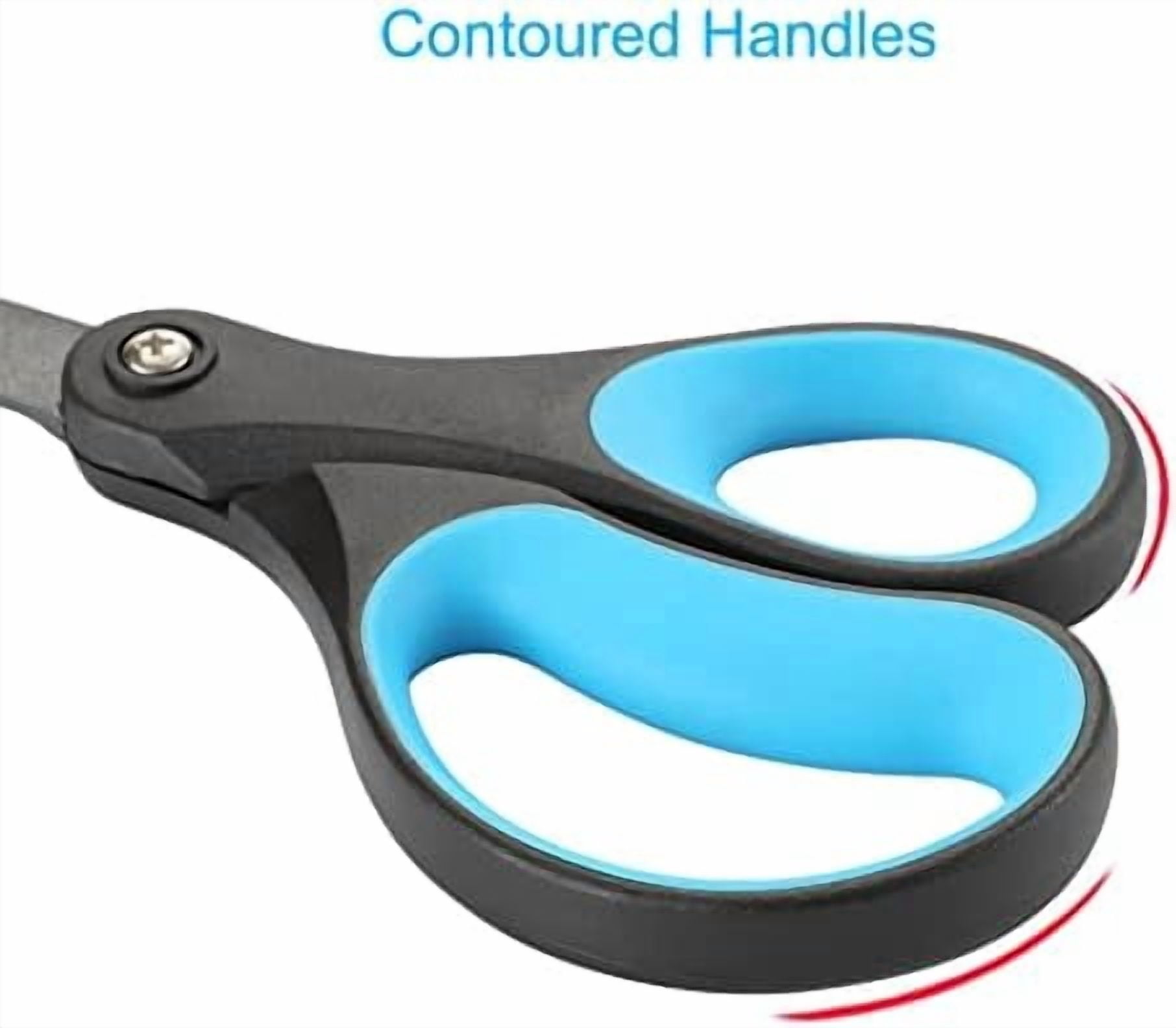 YNGLLC 2 Pack 8" Titanium Non-Stick Scissors, Professional Stainless Steel Comfort Grip, All-Purpose, Straight Office Craft Scissors for DIY(Blue/Black)