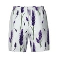 thumbnail image 4 of Lsque Mens Swim Trunks Lavender Flowers Pattern - Bathing Suit Compression Liner - Beach Swim Shorts Swimwear - (S-3XL) - Stretch Quick Dry -3X-Large, 4 of 9