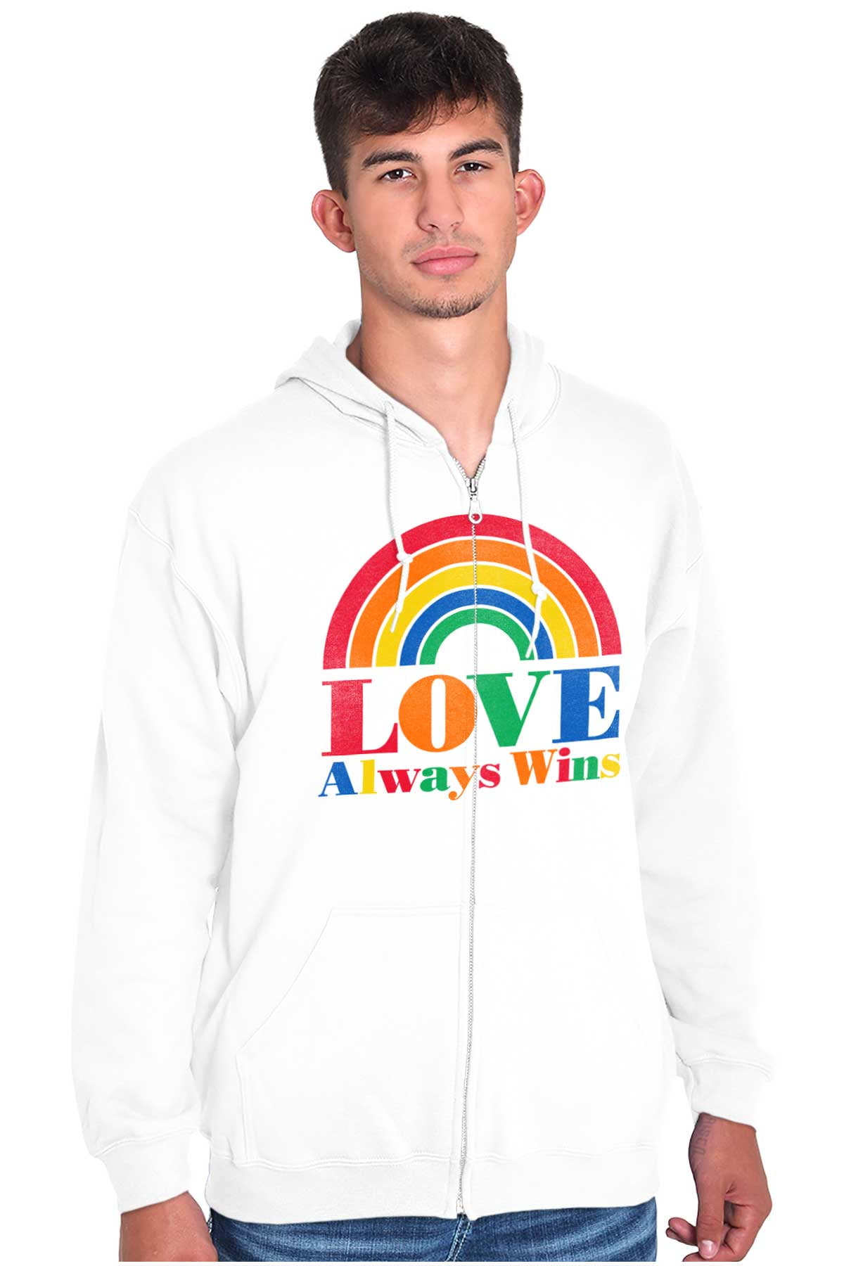 Vintage Love Always Wins Rainbow Hoodie Sweatshirt Women Men Brisco Brands  2X - Walmart.com