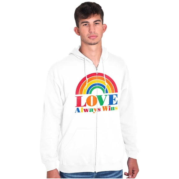 Vintage Love Always Wins Rainbow Zip Up Hoodie Men's Women's Brisco Brands S