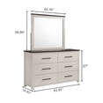 thumbnail image 3 of Roundhill Furniture Realynn 6-Drawer Bedroom Dresser with Mirror, Off-White Finish, 3 of 9