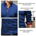 thumbnail image 4 of Camisa de manga larga azul rey, cuello de solapa, corte ajustado, transpirable y cómoda para el trabajo o los viajes, talla XL, 4 of 5