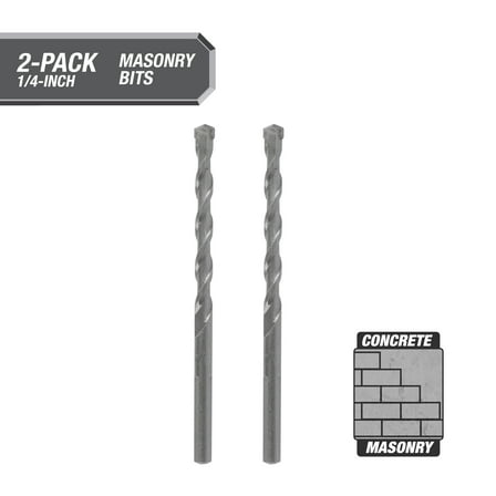 Hyper Tough 2-Pack 1/4 Masonry Bit, Model 43128