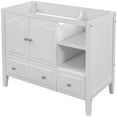 thumbnail image 2 of Bathroom Vanity Base Only, Bathroom Storage Cabinet with Doors and Shelf, Modern Wood Cabinet Basin, Solid Wood Frame with Open Shelf, Sink not Included (White 36"), 2 of 8
