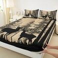 thumbnail image 3 of Manfei Wildlife Deer Elk Twin Sheet Sets for Man, Rustic Farmhouse Wooden Plank Twin Fitted Sheet, Brown Animal Flat Sheet, Luxury Bedroom Decor, 3-Piece, 3 of 7