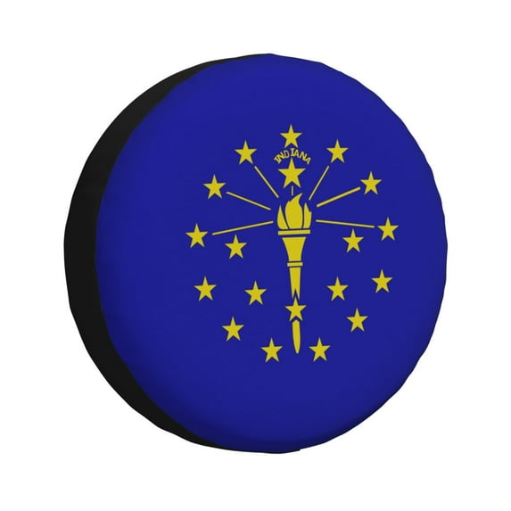 DouZhe Waterproof Spare Tire Cover, Indiana State Flag Symbols Prints Adjustable Wheel Covers Fit for Jeep Trailer RV SUV Car, 15 inch