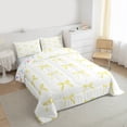thumbnail image 4 of Manfei Cartoon Bowknot Child Full Size Comforter Sets, Girly Yellow Bow-tie Bedding Comforter Set, Kawaii Princess Bow Style Reversible Bedding Sets, Lightweight Room Decor, 3-Piece, 4 of 9