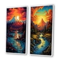thumbnail image 3 of Designart "Sunset over Japanese Mountains Snowy River Scene III" Landscape Mountains Framed Wall Art Set Of 2 - Traditional Red Gallery Wall Frame Set For Home Decor, 3 of 6