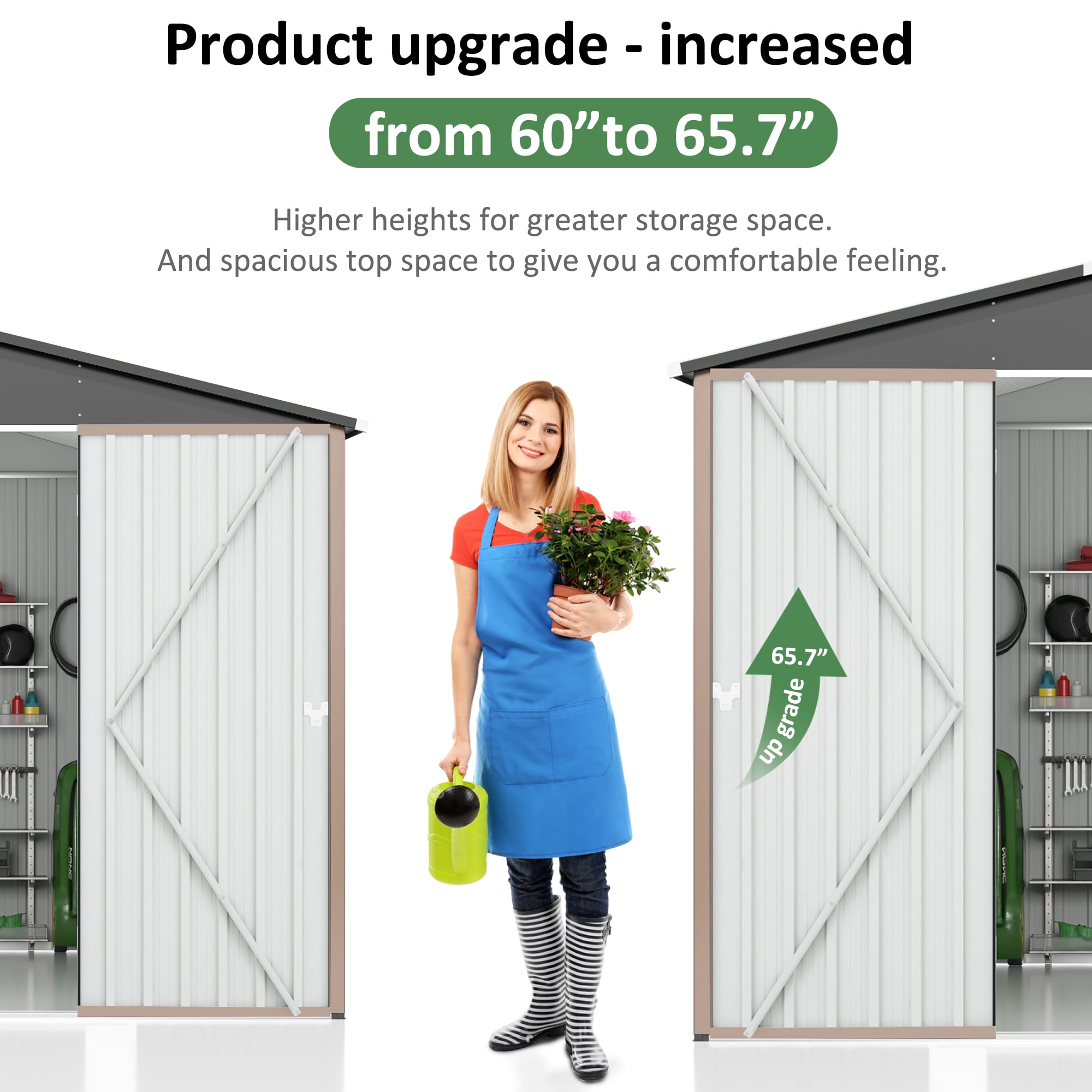 NETAJE 10'x10' Outdoor Metal Storage Shed with Updated Frame Structure and Lockable Doors for Backyard, Garden, Patio, Lawn, Brown