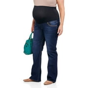Angle View: Maternity Plus-Size Full Panel Bootcut Jeans with Stitch Embellished Back Pocket