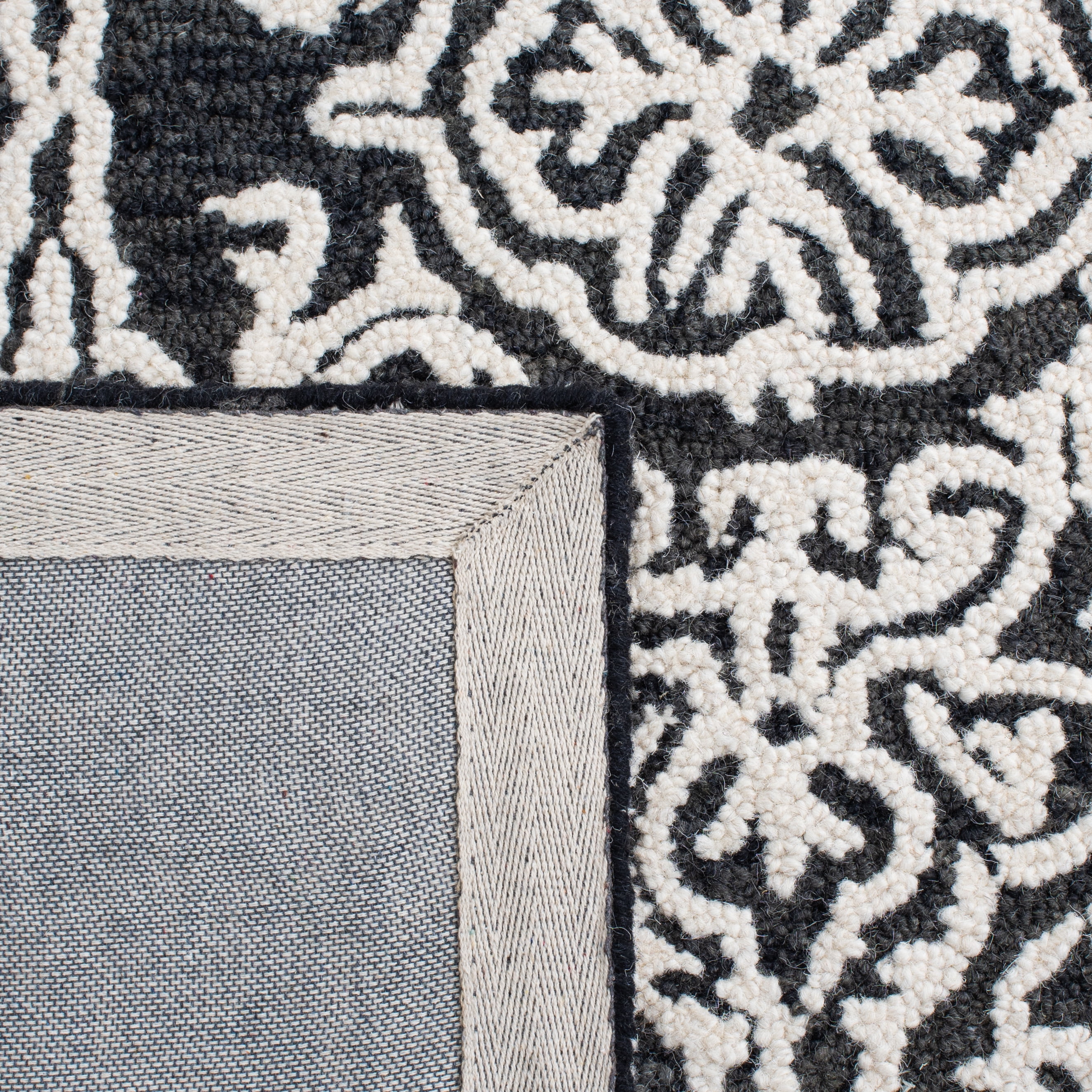 SAFAVIEH Blossom Asher Geometric Wool Area Rug, Black/Ivory, 6' x 9'