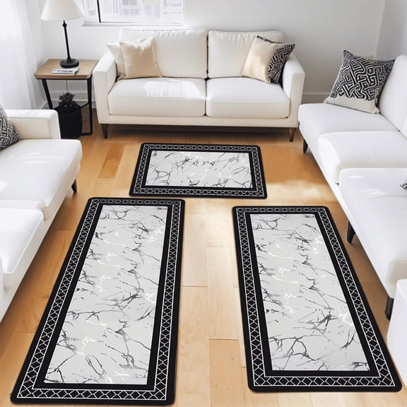 PEONAVET Kithen Rugs Sets 3 Piece Washable Bathroom Floor Mats Antis Slip Modern Kitchen Carpet Floor Mat Home Decor for Kitchen Floor Office Sink Laundry