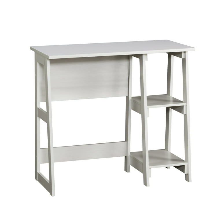 Mainstays Quick Assembly Desk with 2 Open Shelves, White photo 2