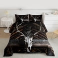 thumbnail image 2 of jejeloiu Bohemian Bull Skull Queen Comforter Set,Old Wooden Plank Bedding Comforter Set For Adults 3 Pieces, 2 of 8