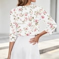 thumbnail image 3 of Ynynloco Women's Floral 3/4 Sleeve Kintted Shrugs Sweaters Lightweight Open Front Cropped Cardigan for Dress, 3 of 6