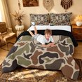 thumbnail image 4 of meiyoeat Green Rustic Camo Letter Full Size Comforter Sets for Men Boys, Wildlife Duck Print Bedding Comforter Set, Black Reversible, 3pcs, 1 Comforter and 2 Pillowcases, 4 of 6