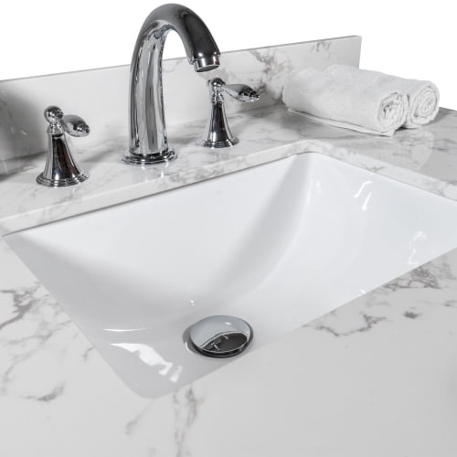 Montary 31inch Bathroom Vanity Top Stone Carrara White New Style Tops With Rectangle Undermount Ceramic Sink And Back Splash For Bathrom Cabinet Com Montary 31inch Bathroom Vanity Top, 31 Inch White Marble Vanity Top