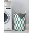 thumbnail image 3 of Abstract Laundry Bag, Geometric Motifs Irregular Ethnic Looking Shapes on a Plain Background, Basket with Handles Drawstring Closure for Laundromats, 13" x 19", Grey Teal and White, by Ambesonne, 3 of 4