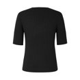 thumbnail image 4 of Women's Summer Sweater Short Sleeve V-Neck Breathable Cotton Pullover Soft Lightweight Knit Blouse Black M, 4 of 4