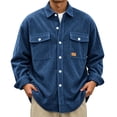 thumbnail image 2 of LODIENY Men Corduroy Shirt Jacket Casual Work Button Down Long Sleeve Vintage Regular Fit Shirts with Two Flap Pockets Navy XXXL, 2 of 7