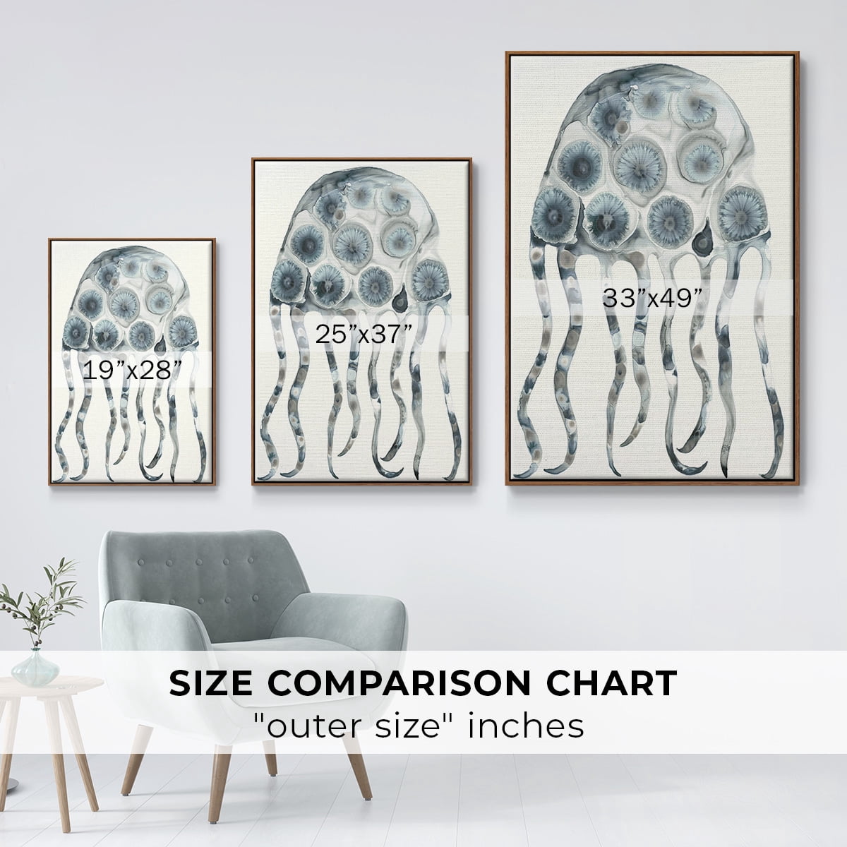 Silver Jelly Framed Premium Gallery Wrapped Canvas - Ready to Hang - 25 x 37 - Walnut Floating Frame