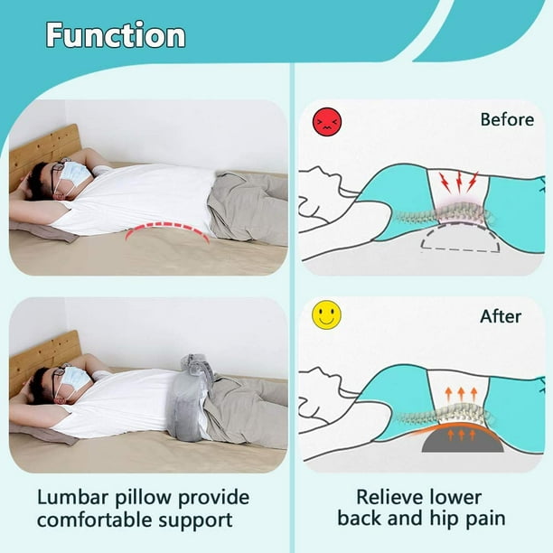 KAVIL Lumbar Roll Pillow for Sciatica Nerve Pain Sleeping Lower Back Support Scoliosis Waist Pillow for Side Sleepers in Bed & Office Chair