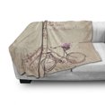 thumbnail image 3 of Paris Soft Flannel Fleece Throw Blanket, Eiffel Tower Floral Style Romantic Vintage Bike with Flowers Bonjour Paris Words Print, Cozy Plush for Indoor and Outdoor Use, 70" x 90", Beige, by Ambesonne, 3 of 6
