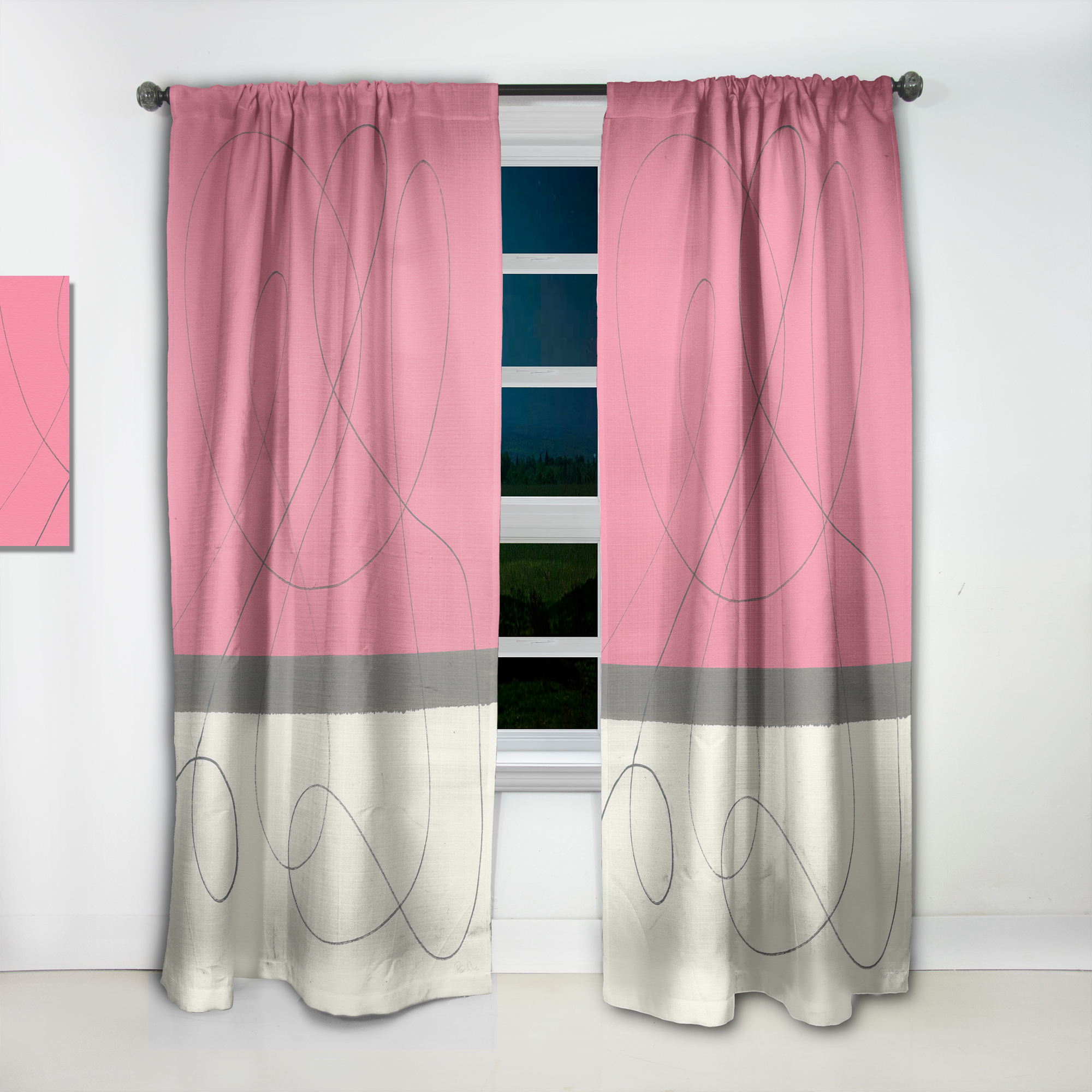 Designart 'Neapolitan Geometric II' Shabby Chic Curtain Panel