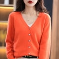 thumbnail image 6 of Domzest Womens Lightweight Cardigan V Neck Button Down Long Sleeve Knit Sweater Fall Casual Soft Basic Knit Cardigan Sweater Saffron XL, 6 of 6