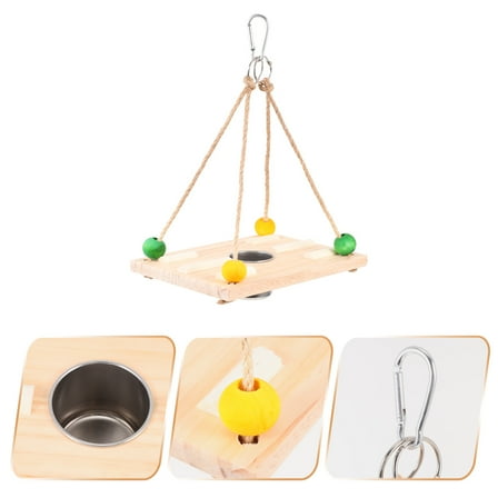 ULTNICE Hanging Bird Feeder Wooden Feeding Stand for Home Use 1Set