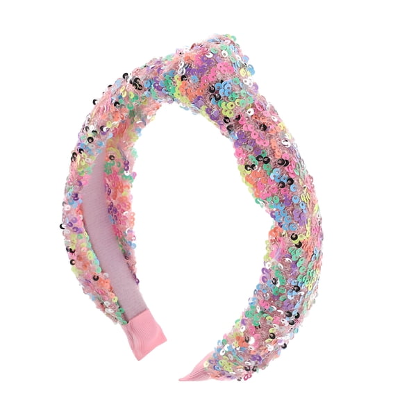 TUWAFE Sequin Knot Headband For Girls Knotted Head Bands For Kids Sparkly Little Girl Headbands Cute Hair Band Accessories Easter Basket Fillers Stocking Stuffers