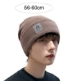 thumbnail image 5 of Eoperou Men Hat Solid Color Labeling Brimless Stretch Coldproof Beanie Hat Autumn Winter Plush Lining Ear Protection Hat Streetwear, 5 of 7
