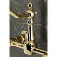 thumbnail image 2 of Kingston Brass KS1262PKX Duchess Double-Handle Wall-Mount Bridge Kitchen Faucet, Polished Brass, 2 of 7