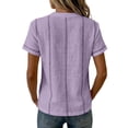 thumbnail image 3 of Helii Women's Contrast Stitch Button V Neck Short Sleeve Shirt Soft Breathable Cotton Feel Top Casual Summer Daily Wear for Vacation and Street Outfits 10 Colors, 3 of 7