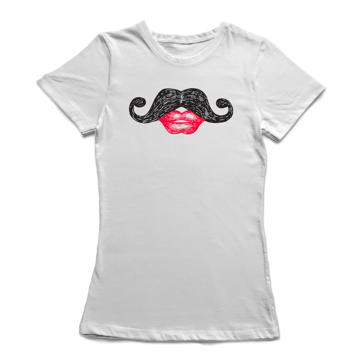 Hipster Face Hat, Moustache Silhouette, Bike Monocle Women's White T ...