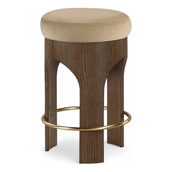 Meridian Furniture Bocceli Beige Velvet Upholstered Counter Stool