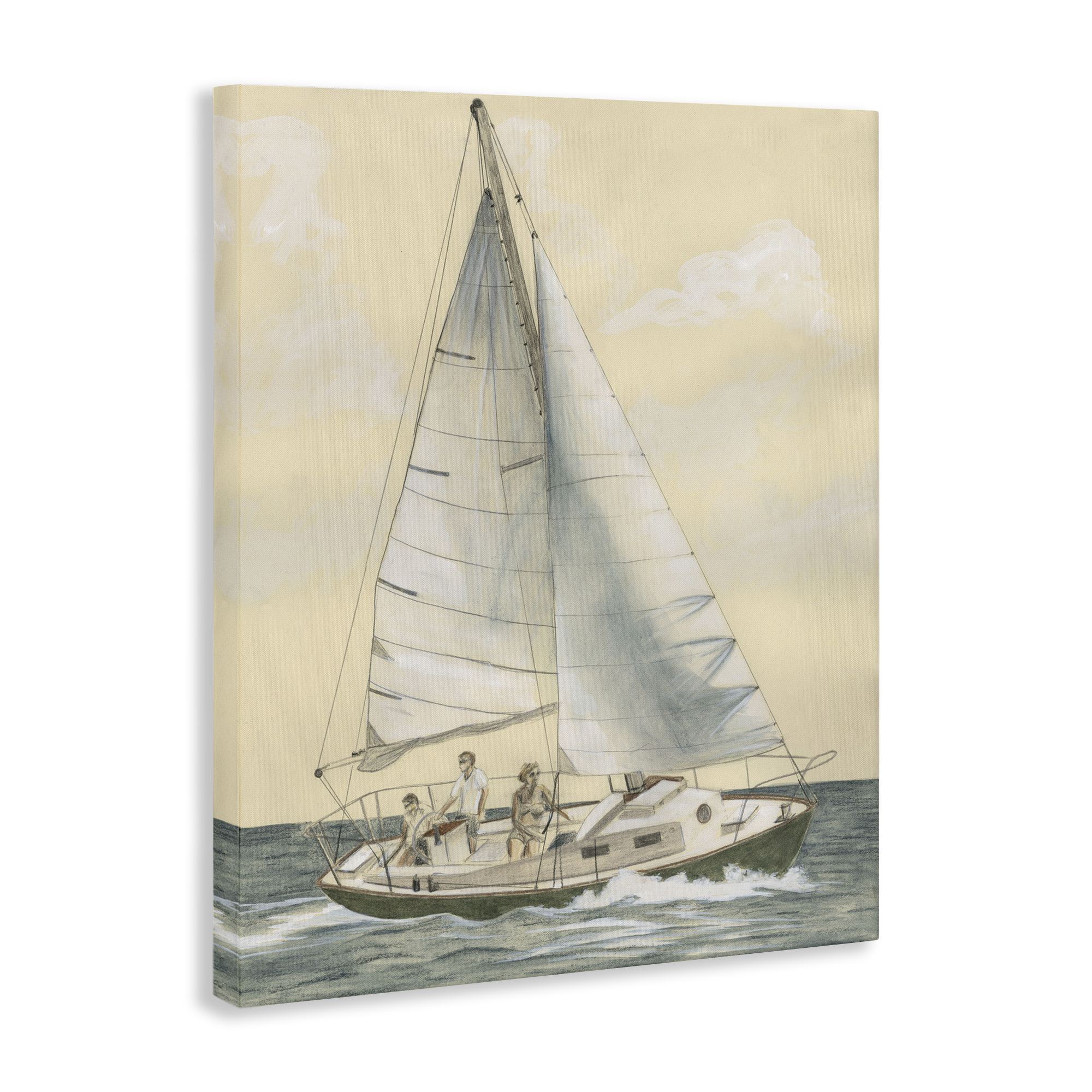 Stupell Industries Family Sailing Trip Transportation Painting Gallery Wrapped Canvas Art Print Wall Art, 36 x 48