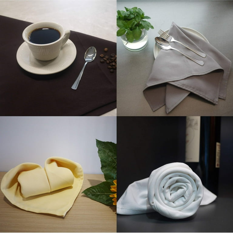 12pcs 48*48cm Washable Wrinkle-Free Reusable White Linen Table Napkins with  Hemmed Edge for Wedding, Party, Hotel, Restaurant