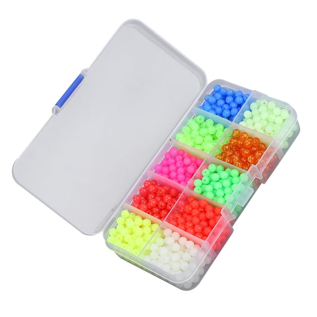 1000pcs Box Plastic Bead Fishing Lures, Glowing in Dark, Helpful Tool for Anglers with Hole in Center for Fishing Line to Thread Through, Night or Deep Sea Fishing, Lightweight