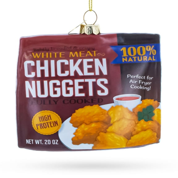 Chicken Nuggets Box Glass Christmas Ornament