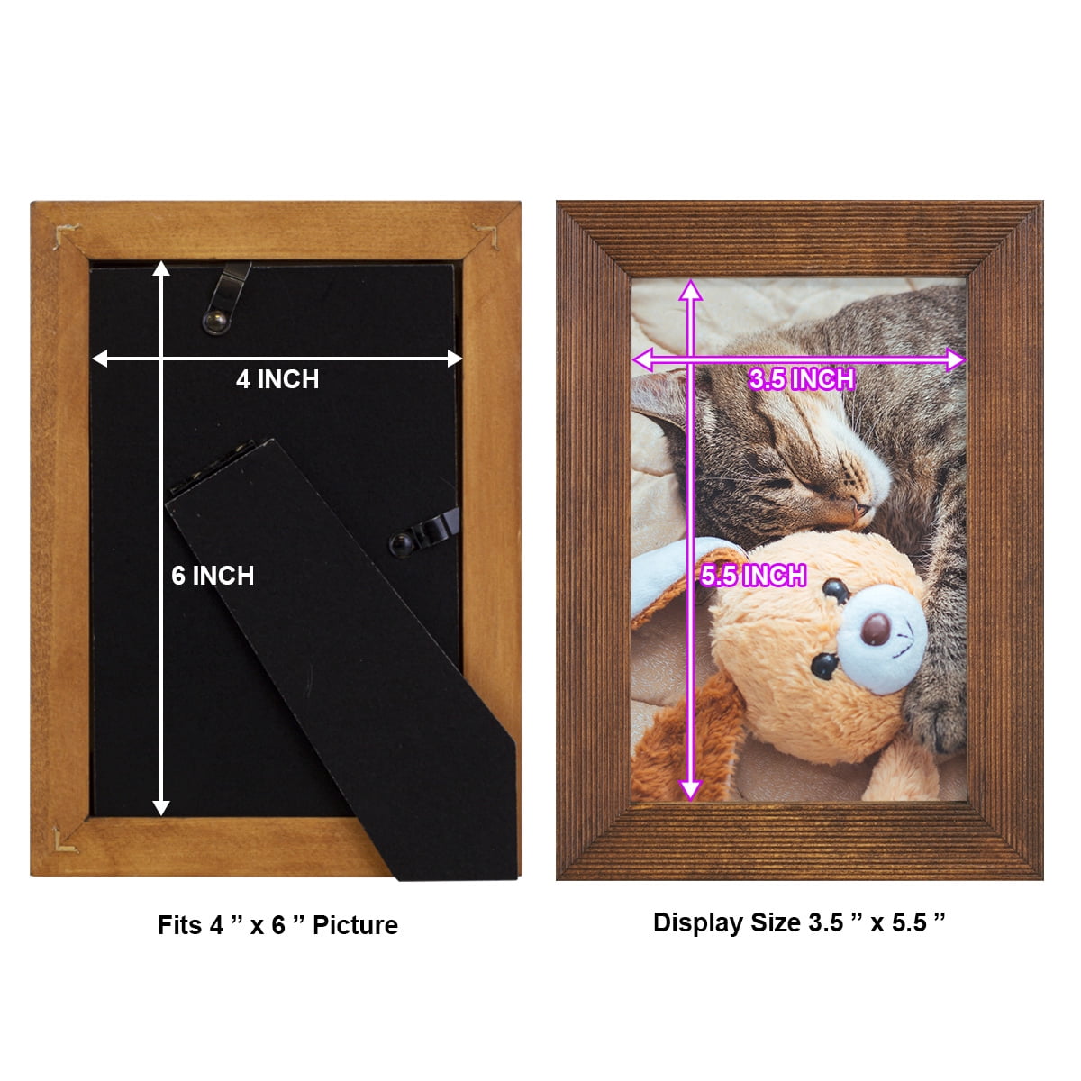 Grooved 4 in. x 6 in. Walnut Picture Frame Set (Set of 4)