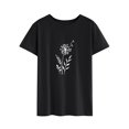 thumbnail image 3 of T-shirt Uni à Col Rond à Manches Courtes et Imprimé Pissenlit pour Femmes, 3 of 6