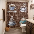 thumbnail image 5 of Xipuska Brown Coffee Farmhouse Shower Curtain - Water Repellent Fabric Shower Curtains Washable, Coffee Cup Bean Sugar Retro Decorative Polyester Cloth Bathroom Curtains Modern Bath Decor 36"x72", 5 of 6