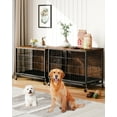 thumbnail image 4 of Accreate 32.5" Dog Crate Furniture with Removable Tray and Wheels, Heavy-Duty Double-Doors Dog Cage, Brown, 4 of 8