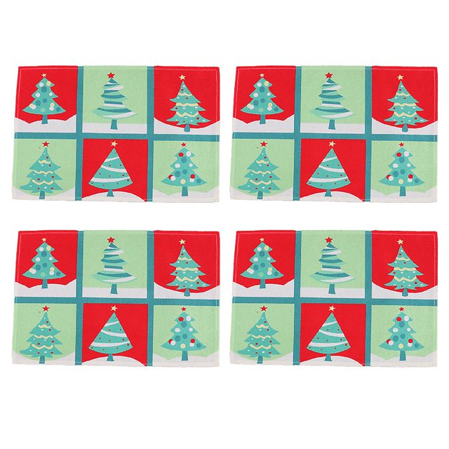 Juego de 4 manteles individuales navideños para mesa, tapete de cocina navideño para vacaciones de invierno, tapete para comedor, accesorio de Año Nuevo feliz