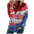 thumbnail image 4 of Sudaderas de cuello redondo de Navidad de manga larga para mujer, suéter holgado informal, blusa con estampado de Papá Noel y gato bonito Fridja FKASFK207, 4 of 6